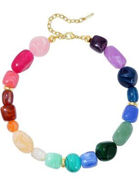 Chunky Beaded Necklace for Women | Resin Statement Choker | Trendy Jewelry